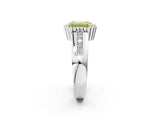 White gold Fancy Yellow Emerald  Cut Halo Pave Band Four-Prong Ring_51