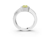 White gold Fancy Yellow Emerald  Cut Halo Pave Band Four-Prong Ring_52