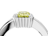 White gold Fancy Yellow Emerald  Cut Halo Pave Band Four-Prong Ring_53