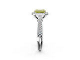 White gold Fancy Yellow Emerald  Cut Halo Pave Band Four-Prong Setting Ring_39