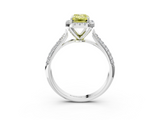 White gold Fancy Yellow Emerald  Cut Halo Pave Band Four-Prong Setting Ring_40