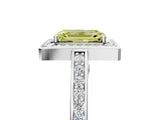 White gold Fancy Yellow Emerald  Cut Halo Pave Split Shank Prong Setting Ring_37