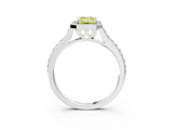 White gold Fancy Yellow Emerald Cut Halo Round Diamond Pavé Band with Four-Prong Setting_18