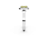 White gold Fancy Yellow Emerald Cut Halo Round Diamond Twist Band with Four-Prong Setting_26