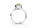 White gold Fancy Yellow Emerald  Cut Halo Solitaire Engagement Ring with Square Band and Four-Prong Setting_141