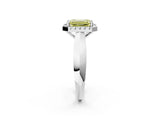 White gold Fancy Yellow Emerald  Cut Halo Solitaire Engagement Ring with Square Band and Four-Prong Setting_146