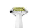 White gold Fancy Yellow Emerald  Cut Halo Solitaire Engagement Ring with Square Band and Four-Prong Setting_149