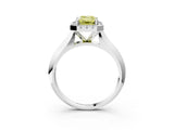 White gold Fancy Yellow Emerald  Cut Halo Solitaire Engagement Ring with Square Band and Four-Prong Setting_81