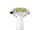 White gold Fancy Yellow Emerald  Cut Halo Solitaire Engagement Ring with Square Band and Four-Prong Setting_83