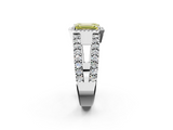White gold Fancy Yellow Emerald  Cut Halo Split Shank Diamond Ring with Four-Prong Setting_47