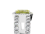 White gold Fancy Yellow Emerald  Cut Halo Split Shank Diamond Ring with Four-Prong Setting_49