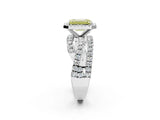 White gold Fancy Yellow Emerald  Cut Halo Split Shank Prong Setting Ring_26