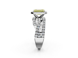 White gold Fancy Yellow Emerald  Cut Halo Split Shank Prong Setting Ring_63
