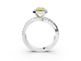 White gold Fancy Yellow Emerald  Cut Halo Split Shank Prong Setting Ring_65