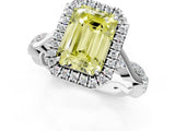 White gold Fancy Yellow Emerald Cut Halo Twist Band with Four-Prong Setting_74