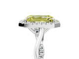 White gold Fancy Yellow Emerald Cut Halo Twist Band with Four-Prong Setting_77