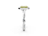 White gold Fancy Yellow Emerald Cut Halo Twist Band with Four-Prong Setting_98