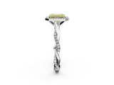 White gold Fancy Yellow Emerald  Cut Halo Twisted Band Four-Prong Ring_22