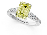 White gold Fancy Yellow Emerald  Cut Pavé Band Solitaire Ring with Four-Prong Setting_26