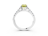White gold Fancy Yellow Emerald  Cut Pavé Band Solitaire Ring with Four-Prong Setting_28