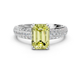 White gold Fancy Yellow Emerald  Cut Pave Diamond Engagement Ring with Channel Set Band and Four-Prong Setting_20