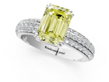 White gold Fancy Yellow Emerald  Cut Pave Diamond Engagement Ring with Channel Set Band and Four-Prong Setting_21