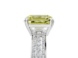 White gold Fancy Yellow Emerald  Cut Pave Diamond Engagement Ring with Channel Set Band and Four-Prong Setting_25