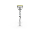 White gold Fancy Yellow Emerald Cut Solitaire Diamond Engagement Ring with Pavé Band and Six-Prong Setting_14