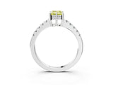 White gold Fancy Yellow Emerald Cut Solitaire Diamond Engagement Ring with Pavé Band and Six-Prong Setting_15