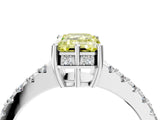 White gold Fancy Yellow Emerald Cut Solitaire Diamond Engagement Ring with Pavé Band and Six-Prong Setting_16