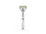 White gold Fancy Yellow Emerald Cut Solitaire Diamond Engagement Ring with Pavé Band and Six-Prong Setting_26