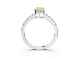 White gold Fancy Yellow Emerald Cut Solitaire Diamond Engagement Ring with Pavé Band and Six-Prong Setting_27