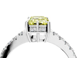White gold Fancy Yellow Emerald Cut Solitaire Diamond Engagement Ring with Pavé Band and Six-Prong Setting_28
