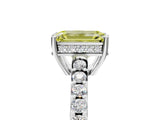White gold Fancy Yellow Emerald Cut Solitaire Diamond Engagement Ring with Pavé Band and Six-Prong Setting_29
