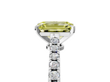 White gold Fancy Yellow Emerald  Cut Solitaire Diamond Engagement Ring with Pave Band and Four-Prong Setting_180