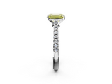 White gold Fancy Yellow Emerald  Cut Solitaire Diamond Engagement Ring with Pave Band and Four-Prong Setting_183