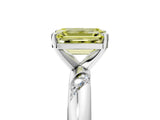 White gold Fancy Yellow Emerald Cut Solitaire Diamond Engagement Ring with Twisted Pave Band and Four-Prong Setting_24