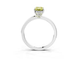 White gold Fancy Yellow Emerald Cut Solitaire Diamond Ring with Prong Setting and Plain Band_15