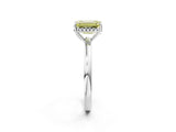 White gold Fancy Yellow Emerald Cut Solitaire Diamond Ring with Prong Setting and Plain Band_20