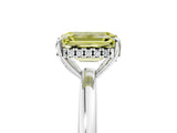 White gold Fancy Yellow Emerald Cut Solitaire Diamond Ring with Prong Setting and Plain Band_23