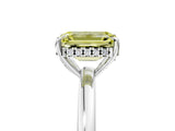 White gold Fancy Yellow Emerald Cut Solitaire Diamond Ring with Prong Setting and Plain Band_5