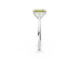 White gold Fancy Yellow Emerald Cut Solitaire Diamond Ring with Six-Prong Setting and Classic Band_2