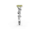 White gold Fancy Yellow Emerald  Cut Solitaire Diamond Twisted Band with Pave Setting_61