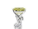 White gold Fancy Yellow Emerald  Cut Solitaire Diamond Twisted Band with Pave Setting_64
