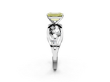 White gold Fancy Yellow Emerald  Cut Solitaire Diamond with Side Stones on Criss-Cross Band and Four-Prong Setting_5