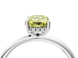 White gold Fancy Yellow Emerald  Cut Solitaire Engagement Ring with Four-Prong Setting and Classic Band_24