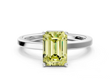 White gold Fancy Yellow Emerald  Cut Solitaire Engagement Ring with Four-Prong Setting on a Classic Band_14