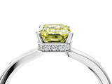 White gold Fancy Yellow Emerald  Cut Solitaire Engagement Ring with Four-Prong Setting on a Classic Band_18
