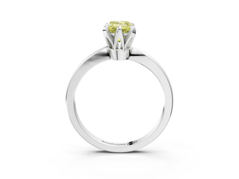 White gold Fancy Yellow Emerald Cut Solitaire Engagement Ring with Six-Prong Setting and Tapered Band_3