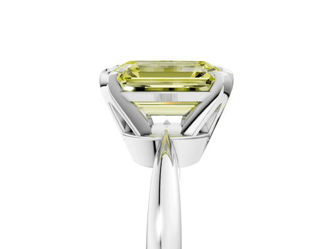 White gold Fancy Yellow Emerald Cut Solitaire Engagement Ring with Six-Prong Setting and Tapered Band_5